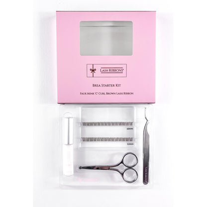 Boxed 'C' Curl Brown Half Lash Ribbons® Starter Kit (With Clear Lash Bond)