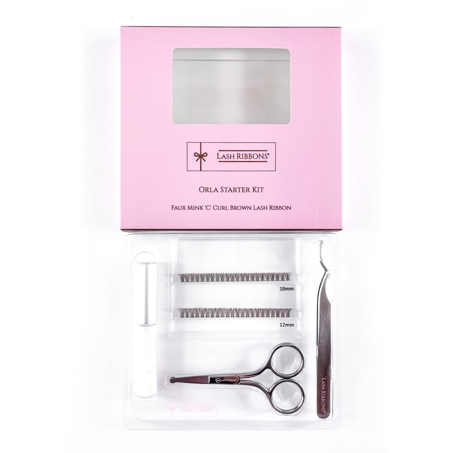 Boxed 'C' Curl Brown Half Lash Ribbons® Starter Kit (With Clear Lash Bond) Lash Ribbons®