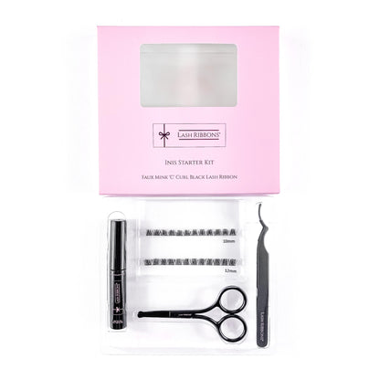 Kit inicial 'C' Curl Black Half Lash Ribbons® em caixa (com Ultimate Bond)